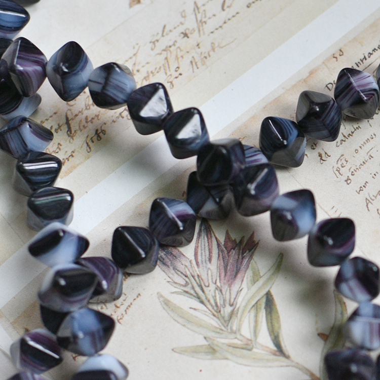 黑白色渐变玻璃散珠捷克珠8mm