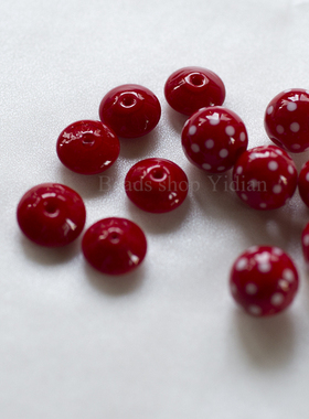 [Handmade]DIY手作耳环材料红色系波点圆珠飞碟珠