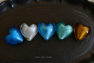 DIY手工手作材料配件灯工银箔爱心玻璃珠散珠大尺寸