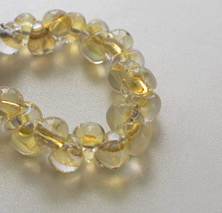 日本 diy手作材料 teardrop 美产泪珠荧光浅黄 透明感玻璃珠