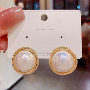 925银针复古港风珍珠耳钉女韩国高级感耳环气质百搭个性 网红耳饰