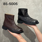 诗路花语春天秋冬水洗做旧烟管靴粗跟真皮显瘦后拉链单靴85 5005