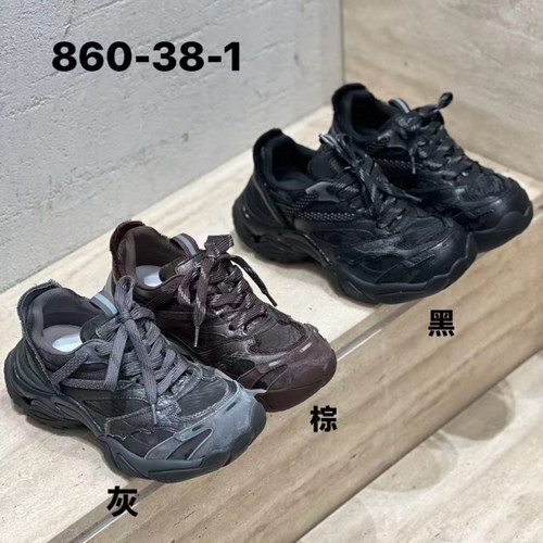 诗路花语七彩青春2026秋冬款真皮厚底老爹鞋休闲女运动鞋860-38-1