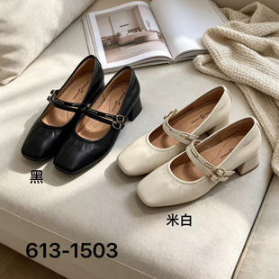 诗路花语2026早秋新款时尚玛丽珍浅口单鞋女低跟休闲女鞋613-1503