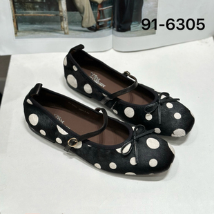 诗路花语V6M2026春夏款 芭蕾舞鞋 平底单鞋 2305 复古波点玛丽珍鞋