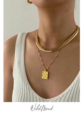 wildmood野生士多简约女吊牌项链