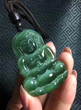 和田玉【碧玉猫眼立体挂件