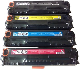 适用惠普CB540-543A黑彩四色套装硒鼓 HP CP1215硒鼓 cm1312墨粉盒 CP1515 CP1518墨盒 125A红色黄色青色硒鼓