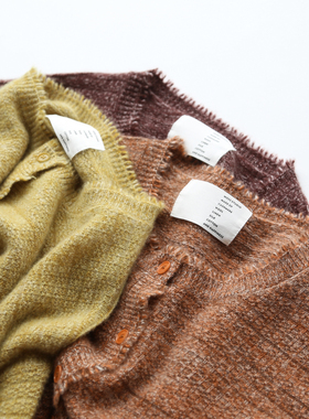 秋冬女士小众设计彩色花纱设计感羊绒保暖舒适针织开衫外套上衣