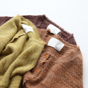 秋冬女士小众设计彩色花纱设计感羊绒保暖舒适针织开衫外套上衣