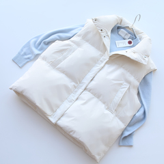 特价秋冬女士白色鸭绒叠穿立领拉链百搭外穿坎肩保暖外套羽绒马甲