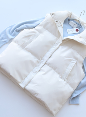 特价秋冬女士白色鸭绒叠穿立领拉链百搭外穿坎肩保暖外套羽绒马甲