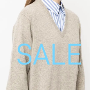 特价外贸原单 荷兰单MERLIN中长款知性优雅宽松羊绒衫V领连衣裙