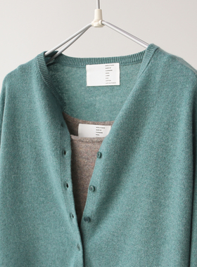 秋冬女士清冷感经典基础款百搭舒适保暖圆领羊绒针织开衫上衣