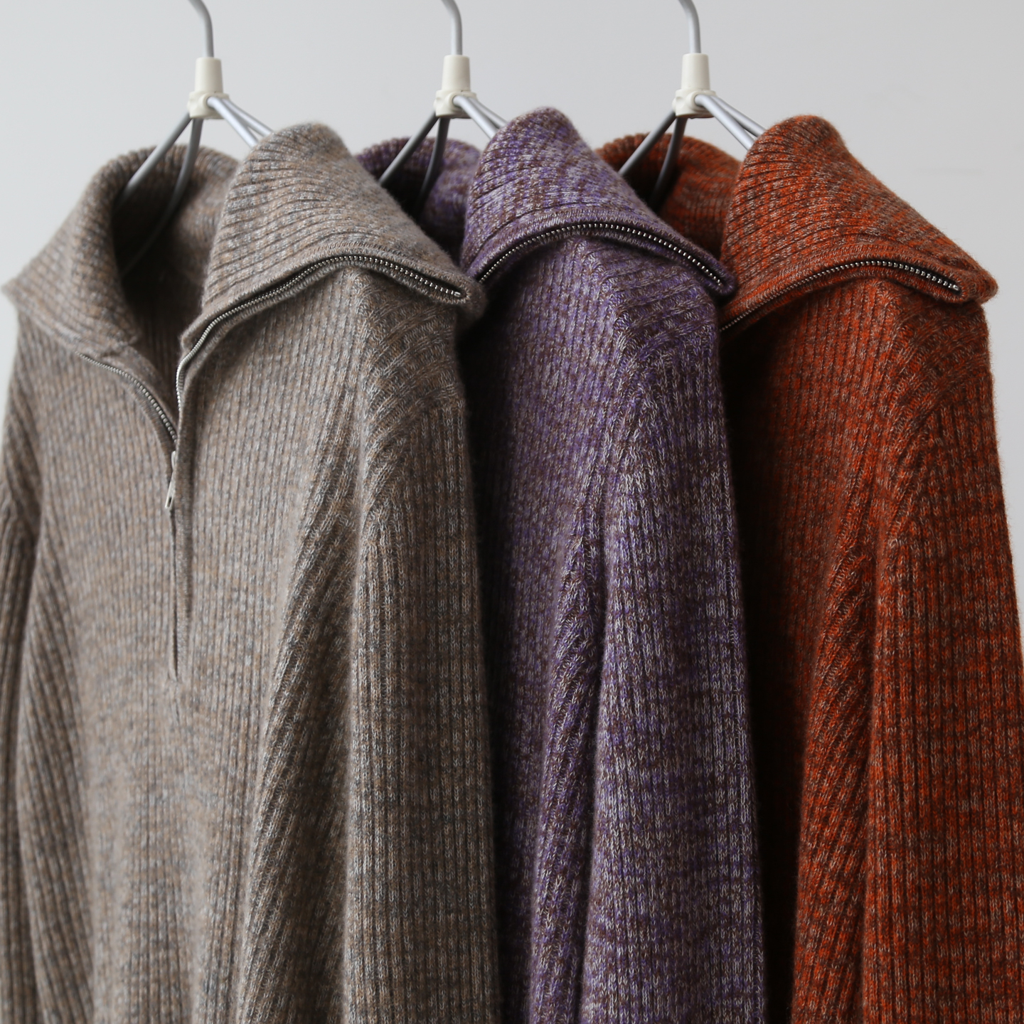 女士真丝羊绒衫拉链半开衫上衣