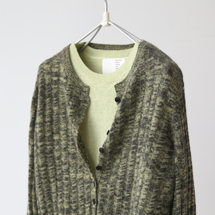 秋冬女士复古绿显白软糯舒适山羊绒针织Cashmere开衫毛衣上衣