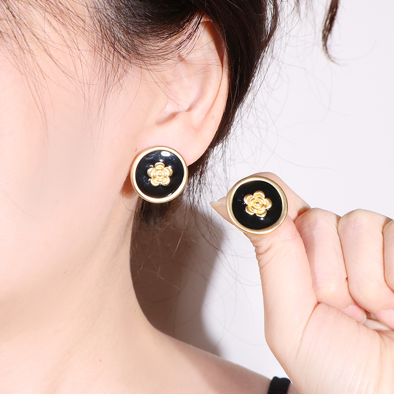 耳钉银小香风圆圈花朵气质百搭