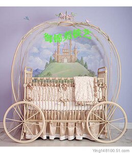 新款yD038欧式婴儿床/高档铁艺儿童床/田园风格小孩车式床 BB婴儿