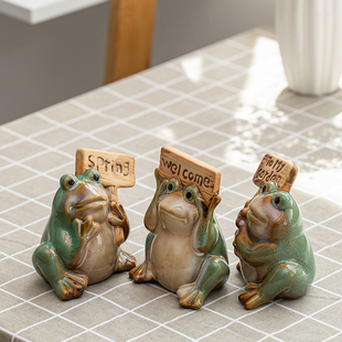 美式 饰可爱室内客厅儿童房庭院摆设英文指示牌一套三款 青蛙家居装