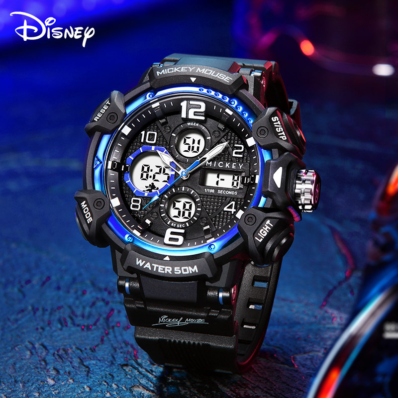 迪士尼电子手表男款学生初中高中生青少年儿童男生防水机械电子表