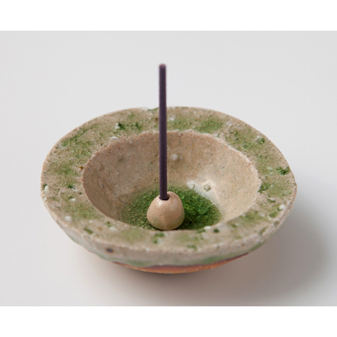 日本進口蒼色翠色陶瓷香插擺件