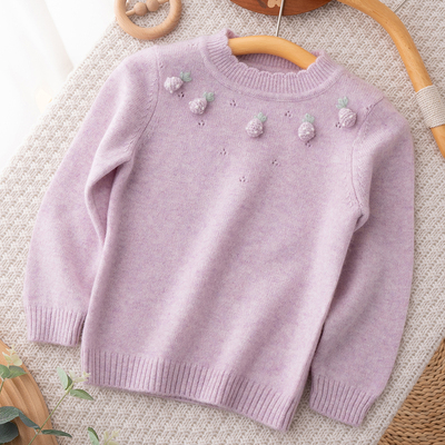 韩版山羊绒女童羊绒衫立体草莓