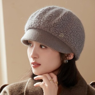 佳艺秋冬季加厚保暖小沿鸭舌帽贝雷帽防风护耳针织毛线帽韩版潮