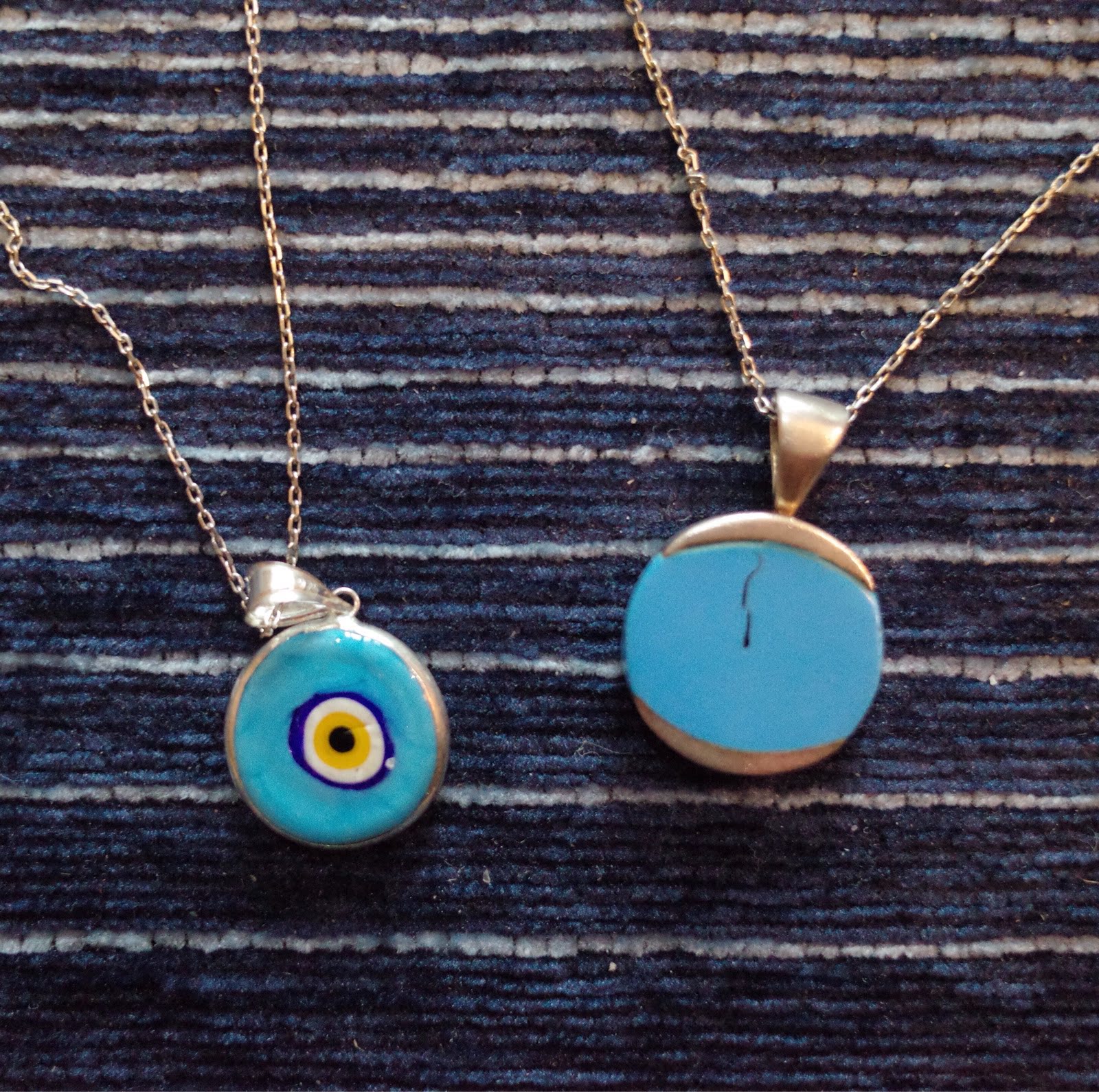 (已售罄)土耳其旅行带回恶魔之眼蓝眼睛系列绿松石925吊坠项链