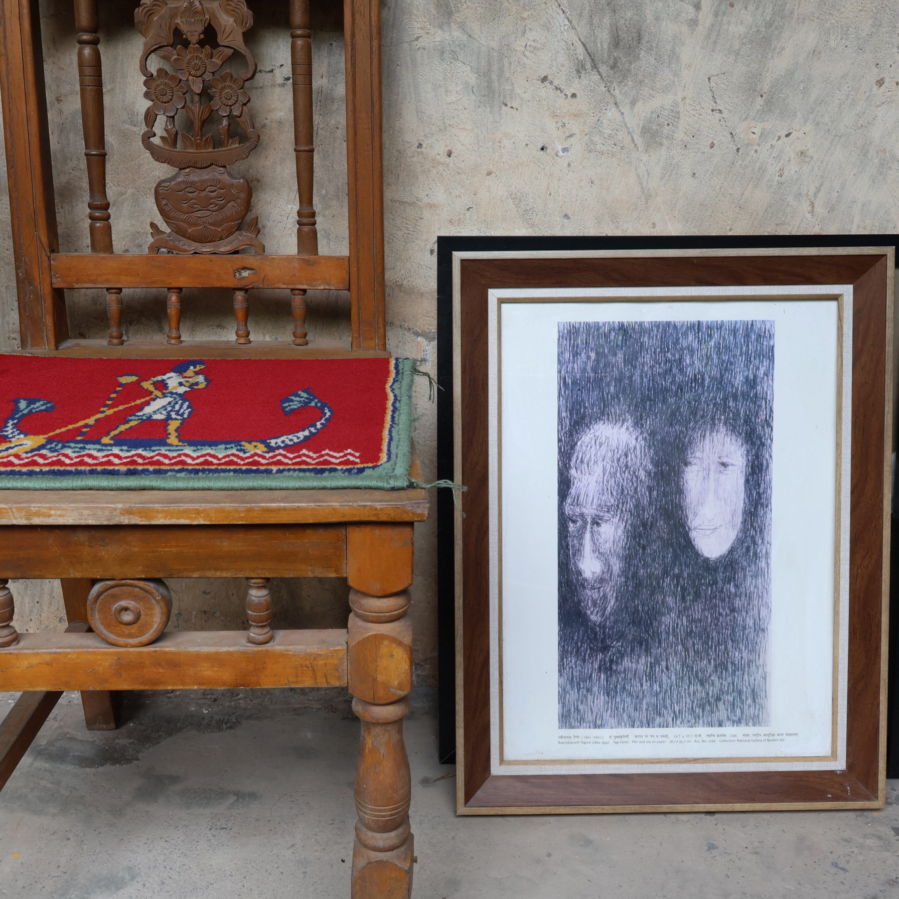印度旅行带回孤品德里美术馆展览周边人像印刷版画