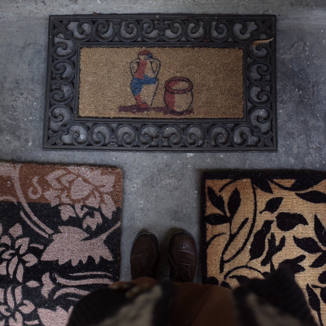 印度复古民族图腾植物花朵椰棕厚实门垫家用防滑地垫玄关地垫TZ-1