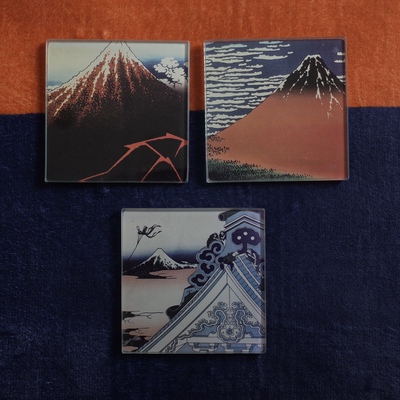日本旅行富士山玻璃质感杯垫