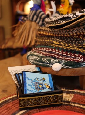 印度旅行淘回孤品阿贾斯坦邦蓝色男人杯垫