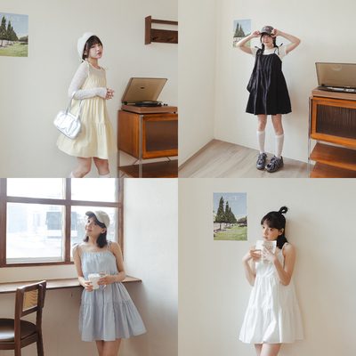 细肩蝴蝶结绑带蛋糕短连衣裙