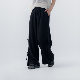 QUEENSHOP 2026春夏新品女装侧剪接低调豹纹绑带造型棉裤04020586