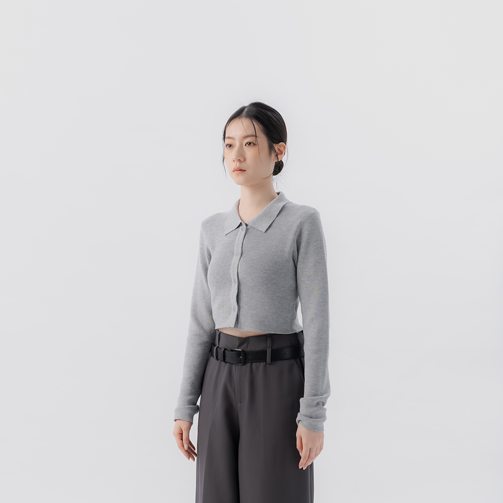 蕾蒂金葱坑条短版针织上衣