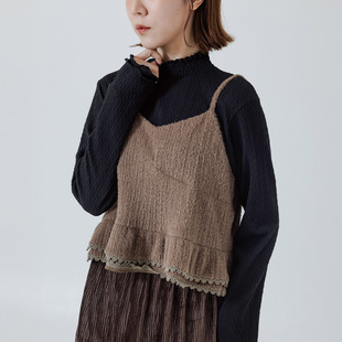 木耳边立体纹理高领长袖 女装 上衣01099281 2025秋冬新品 QUEENSHOP