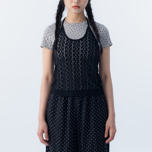 蕾丝缇花绕脖绑带削肩背心01099536 女装 QUEENSHOP 2026春夏新品