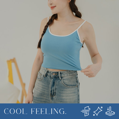 凉感滚边撞色bratop细肩背心