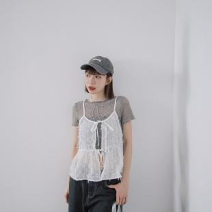 立体羽毛蝴蝶结绑带罩衫 女装 背心01098808 2025秋冬新品 QUEENSHOP