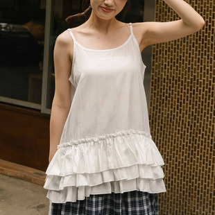 素面蛋糕层次造型细肩背心01099118 女装 QUEENSHOP 2025秋冬新品