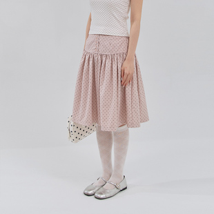 QUEENSHOP 2026春夏新品女装可爱点点前排扣剪接五分裙03010952