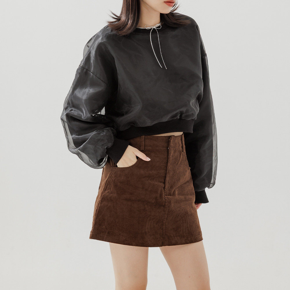 QUEENSHOP 2025秋冬新品女装棉花糖灯心绒直纹纹理短裙