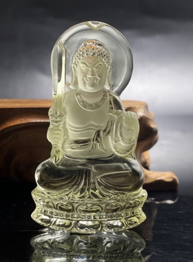 天然水晶不动尊菩萨吊坠生肖属鸡本命佛守护神黄水晶不动明王挂件