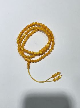 金丝贝壳108颗手链手串黄金贝壳深海太极纹黄色贝壳类圆珠佛珠女