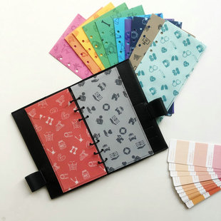 A6活页夹上插翻盖收纳袋PVC防水文件夹大钞发票贴纸标准六孔配件