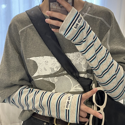 条纹护臂空调房袖子防晒女士夏季