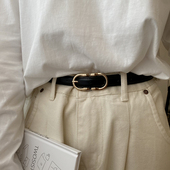 小腰带黑色百搭女士 韩版 布丁和夏天26年新款 皮带学生椭圆扣简约款