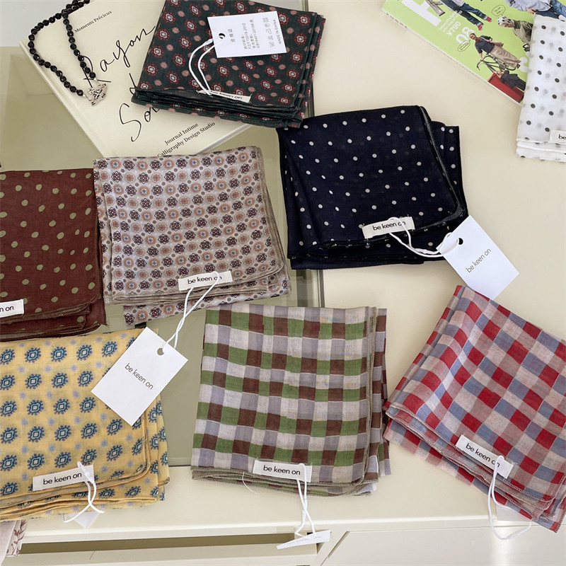 韩国新款小方巾丝巾头巾棉麻女士