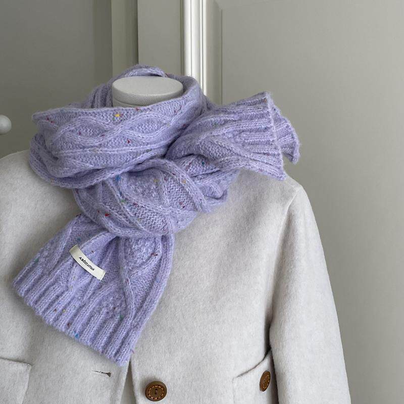 学院风麻花彩点点围脖加厚秋冬季保暖学生ins风复古情侣围巾新品