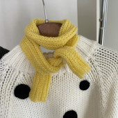 饰学生 百搭装 羊毛混纺短款 细围巾针织围脖复古韩系腊肠纯色秋冬季